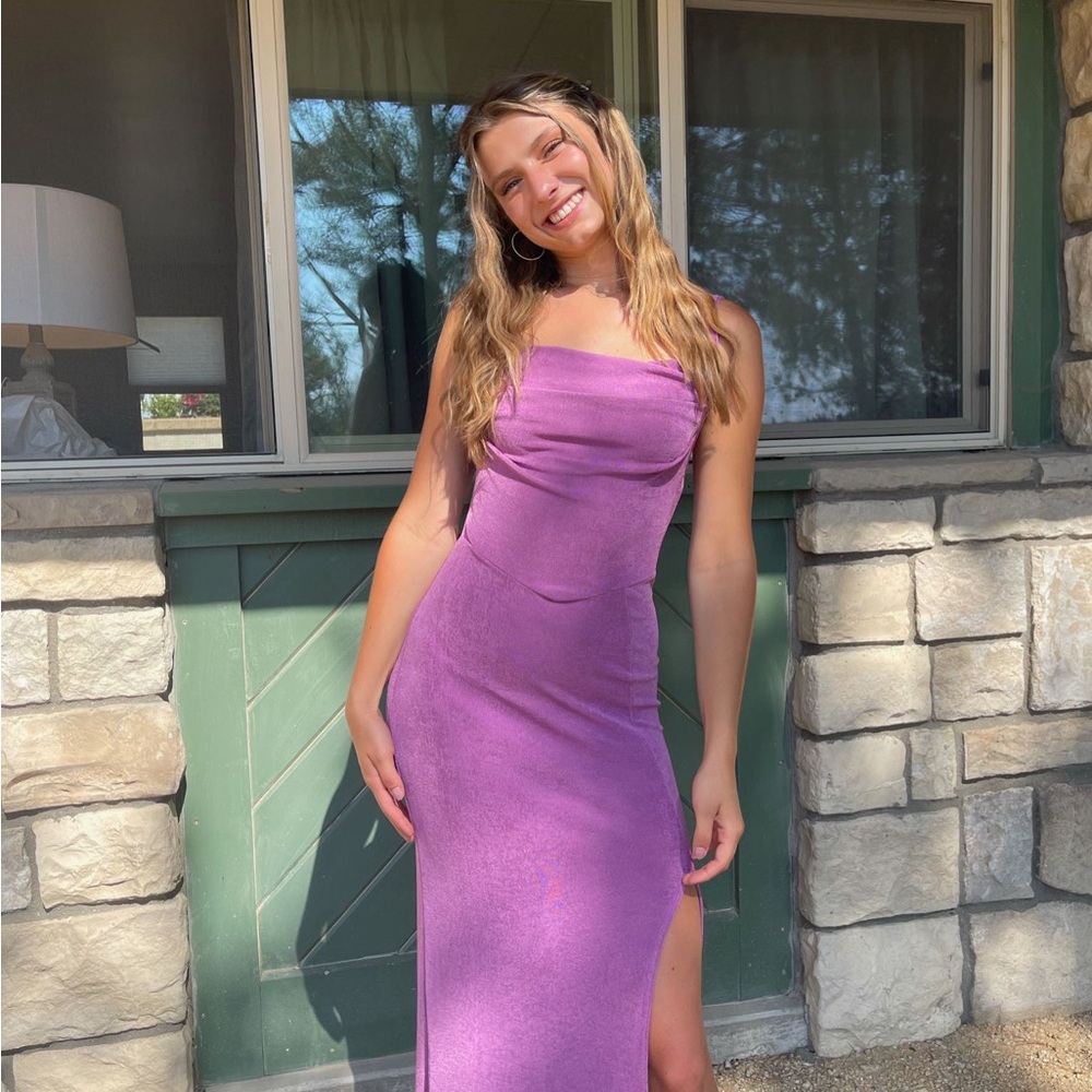 white fox boutique purple midi dress